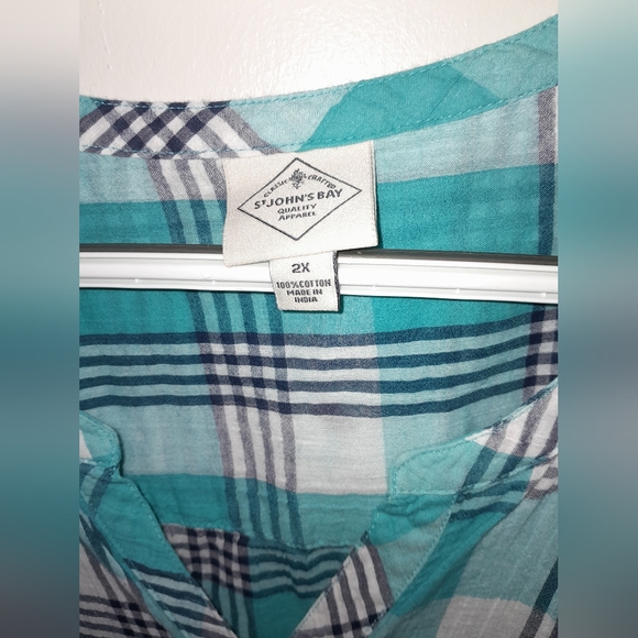 St John's bay women's light weight  plus size plaid blouse cotton size 2X - Picture 4 of 13